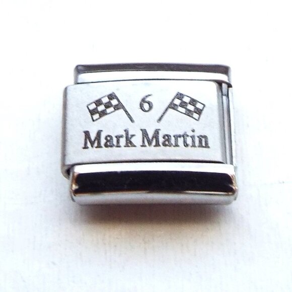 Mark Martin 6 Nascar laser 9mm stainless steel italian charm bracelet link new - Picture 1 of 2